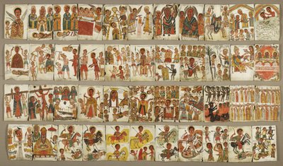Leaf of 44 plates from a Christian illuminated album, late 17th century by Ethiopian School